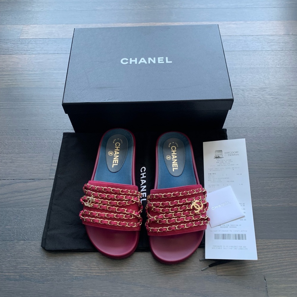 Chanel Chain Detail Sandals